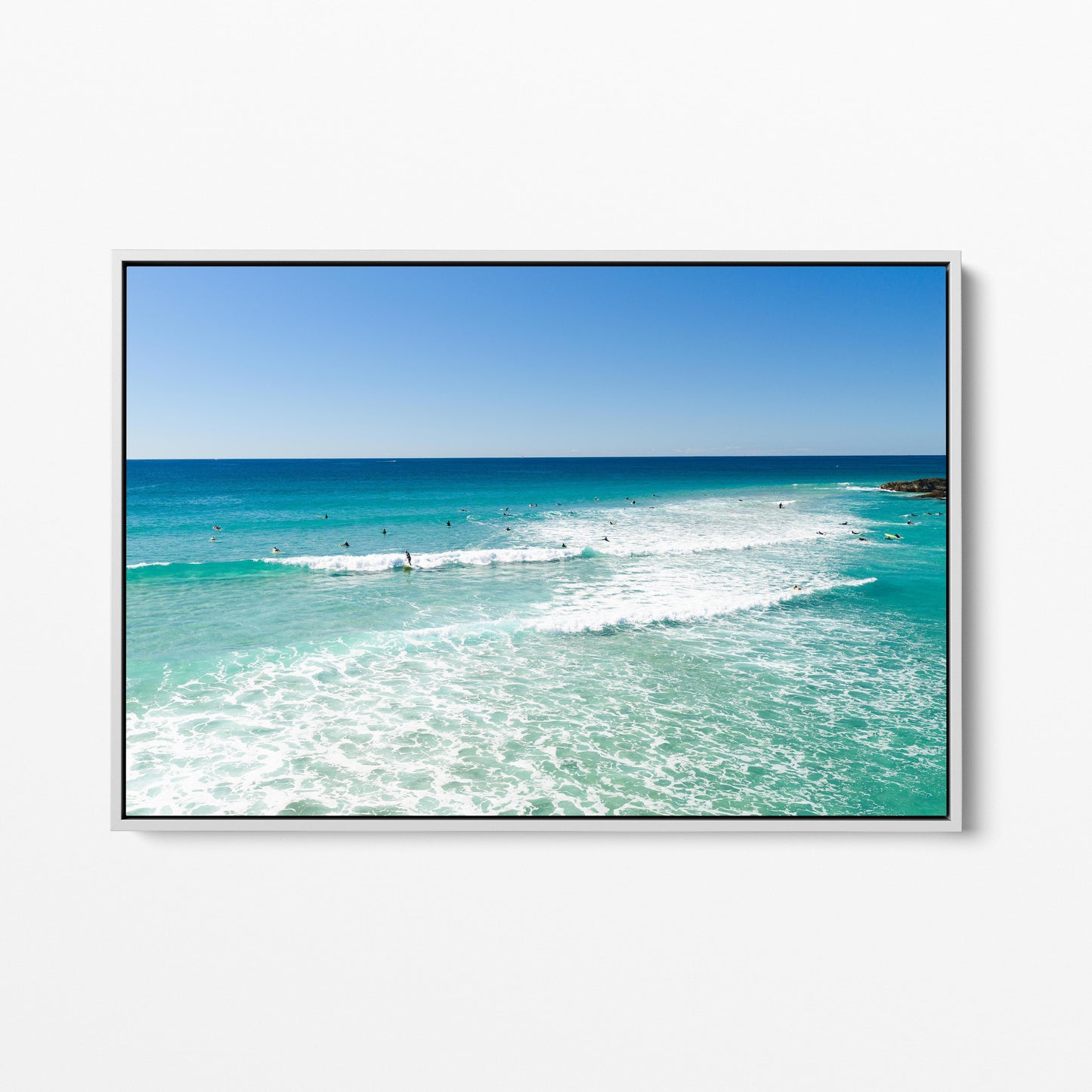 Palm Beach Surfers White Framed Canvas Gold Coast