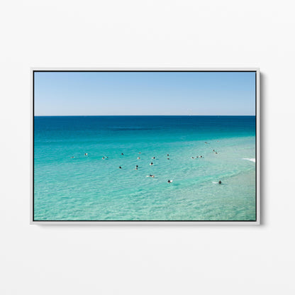 Palm Beach Surfers White Framed Canvas Gold Coast