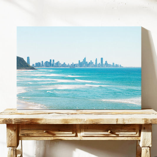 Palm Beach Surfers City View Wall Art Gold Coast