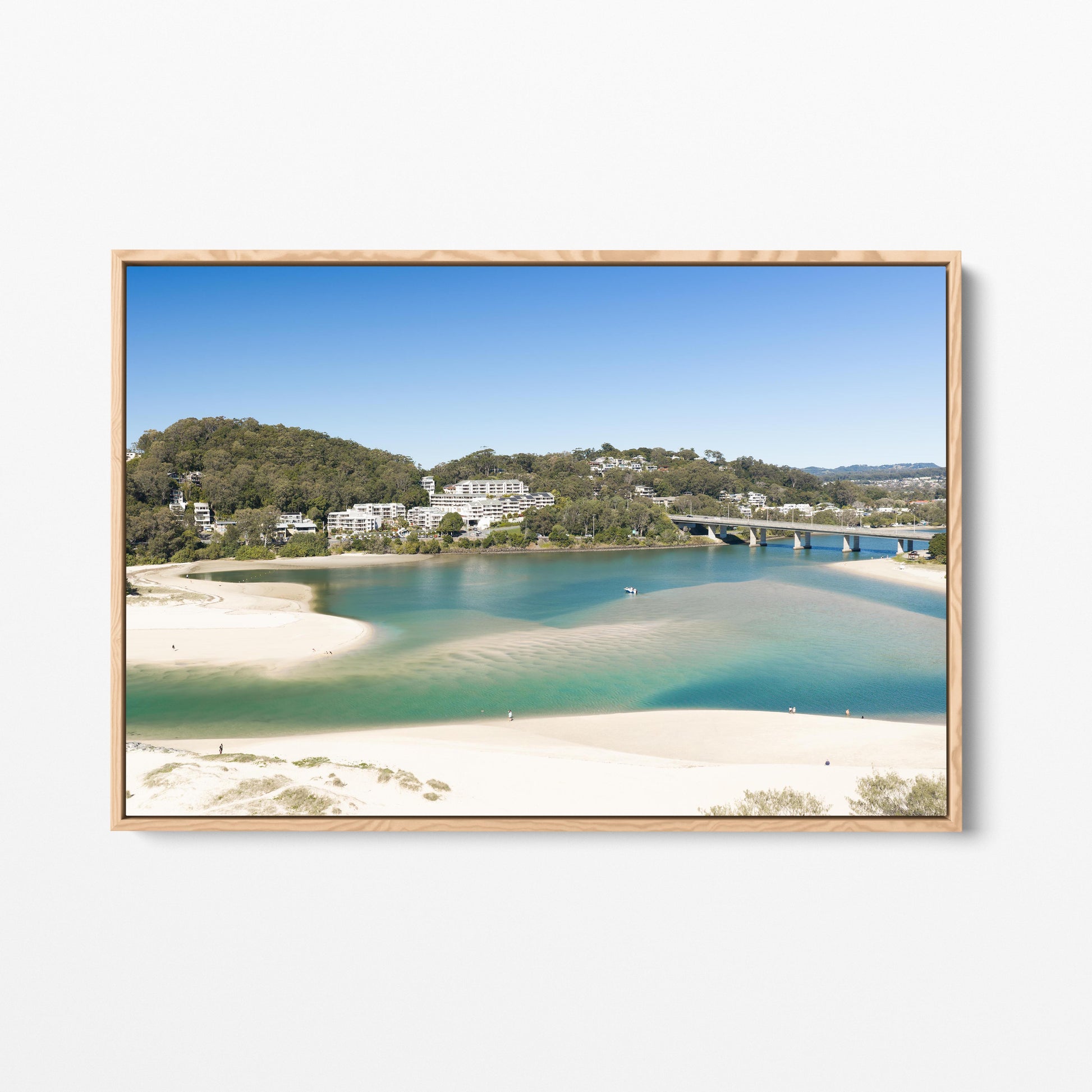 Palm Beach Creek Mouth Oak Framed Canvas