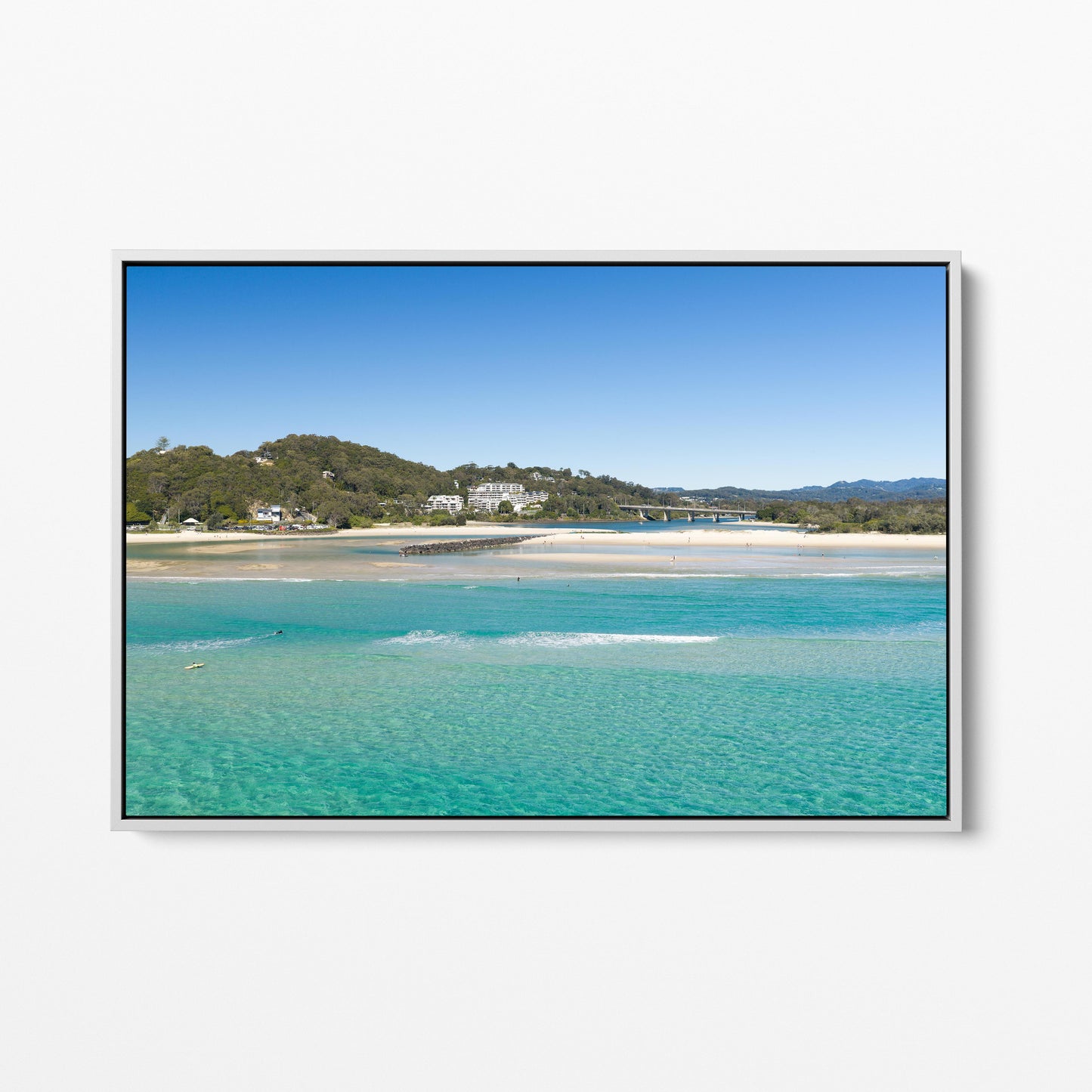 Palm Beach Creek Entrance White Framed Canvas