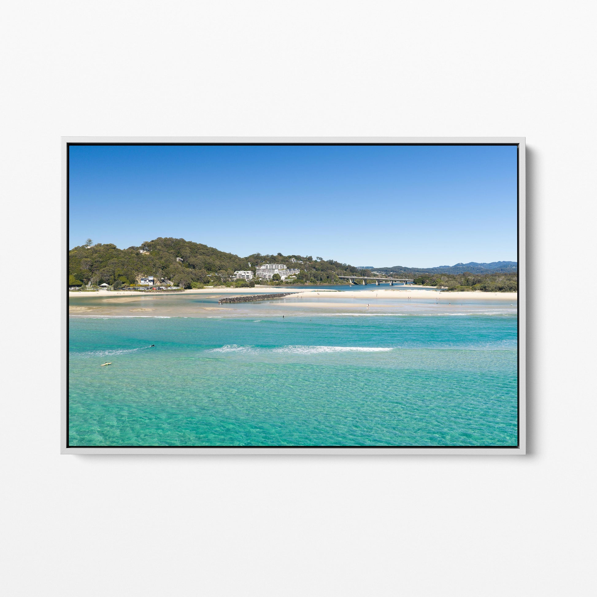 Palm Beach Creek Entrance White Framed Canvas