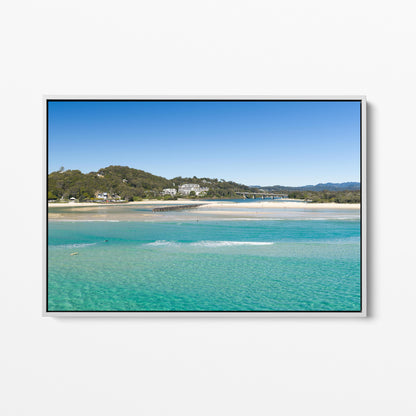 Palm Beach Creek Entrance White Framed Canvas