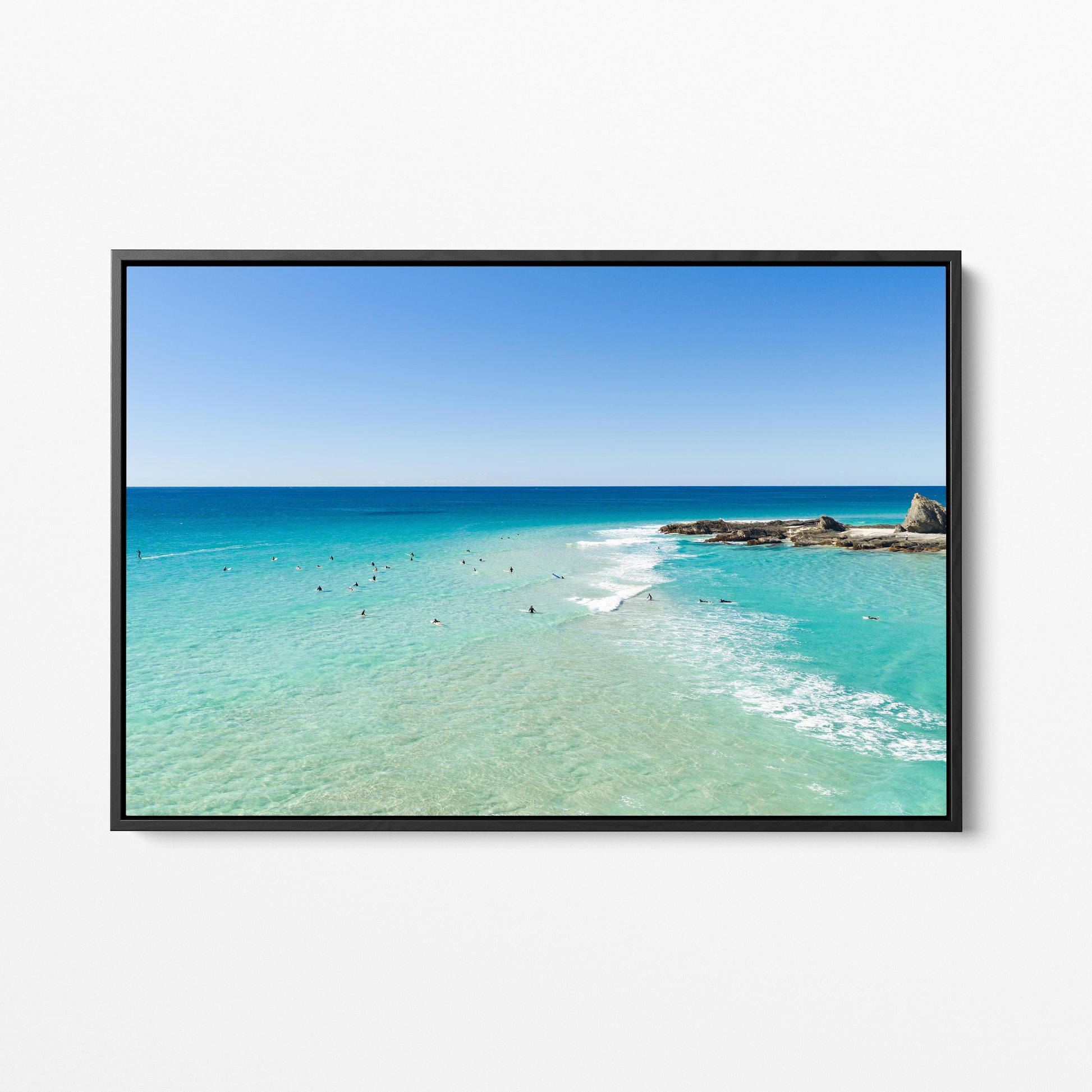 Palm Beach Surfers Point Black Framed Canvas