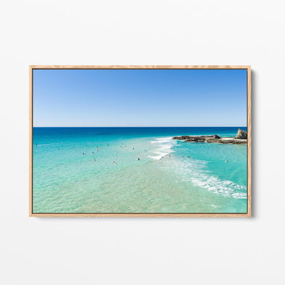 Palm Beach Surfers Point Oak Framed Canvas