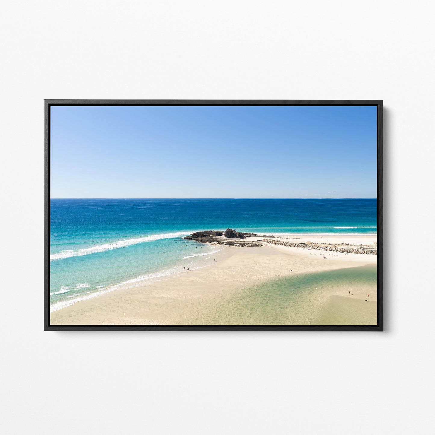 Palm Beach Surfers Reef Black Framed Canvas