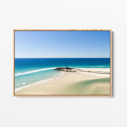 Palm Beach Surfers Reef Oak Framed Canvas