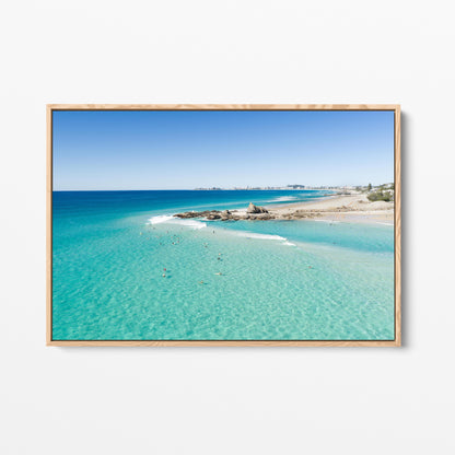 Palm Beach Surfers Skyline Oak Framed Canvas