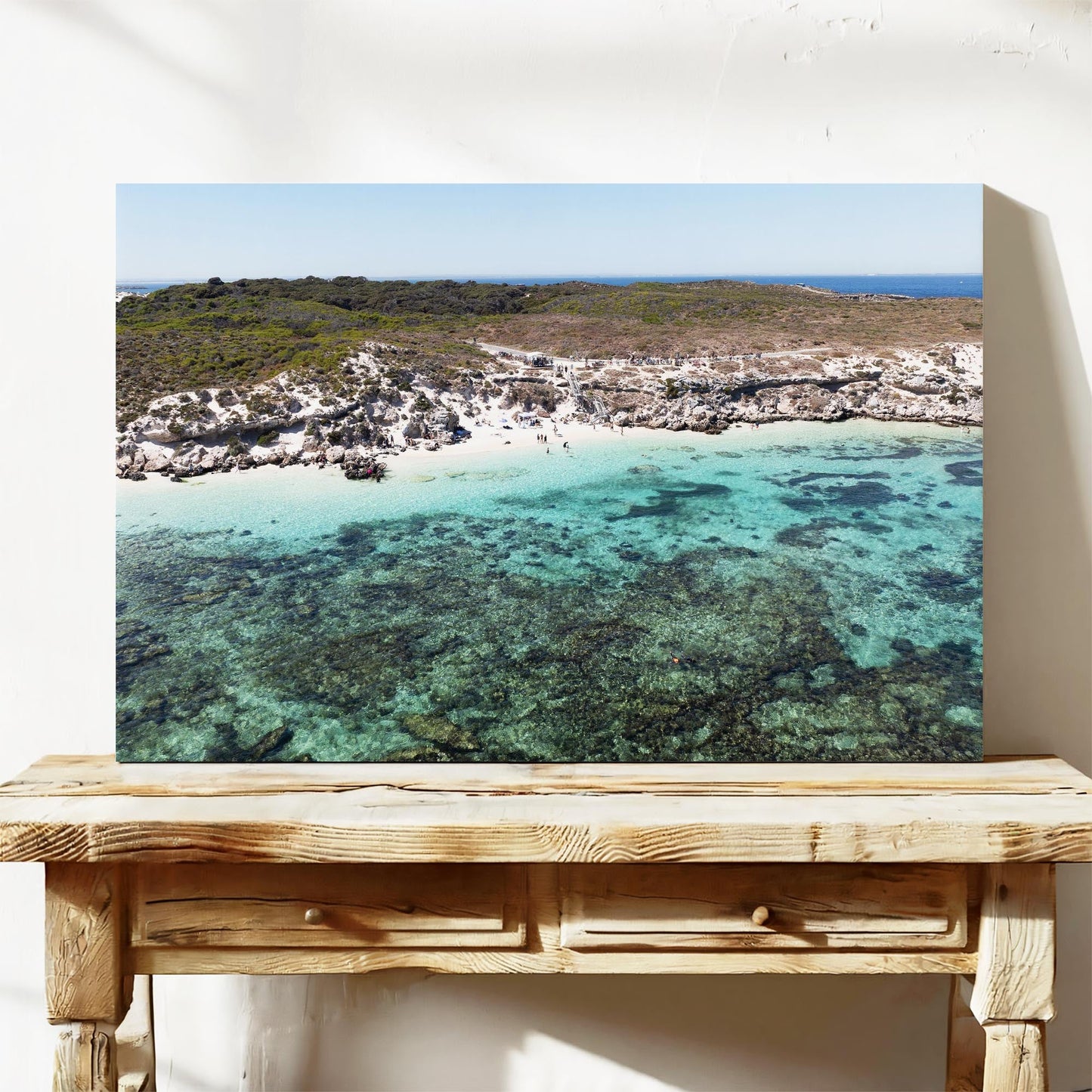 Salmon Bay reef aerial photography print Rottnest