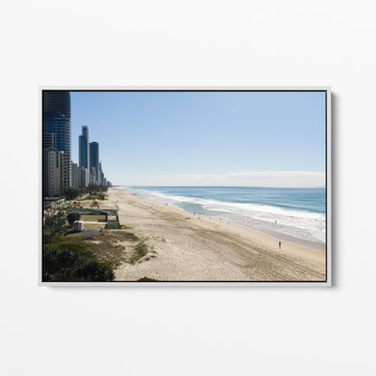 Surfers Paradise Morning White Framed Canvas