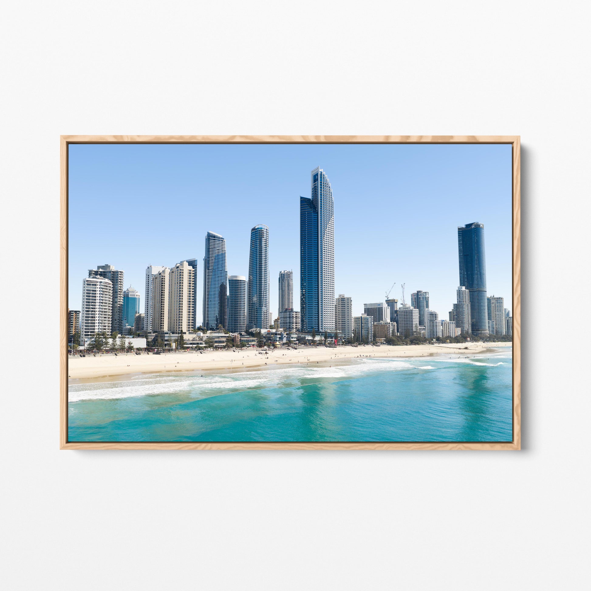 Surfers Paradise Towers Oak Framed Canvas