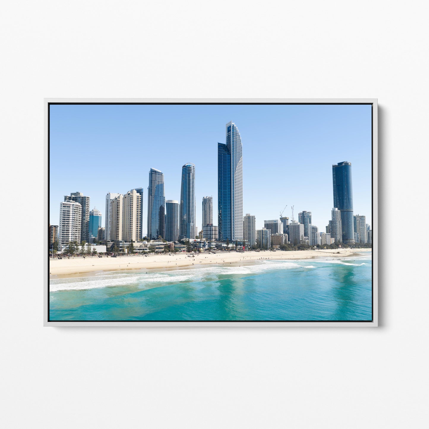 Surfers Paradise Towers White Framed Canvas