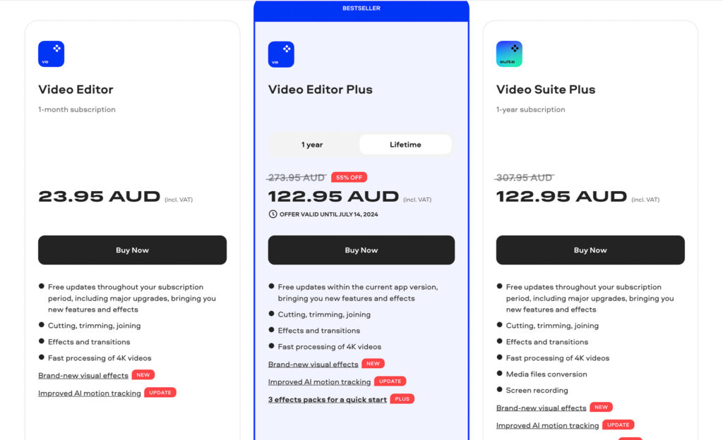 Movavi Pricing Plan