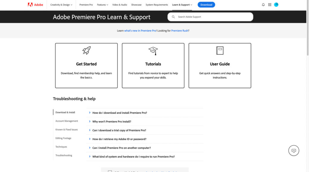 Adobe Premiere Pro Customer Support