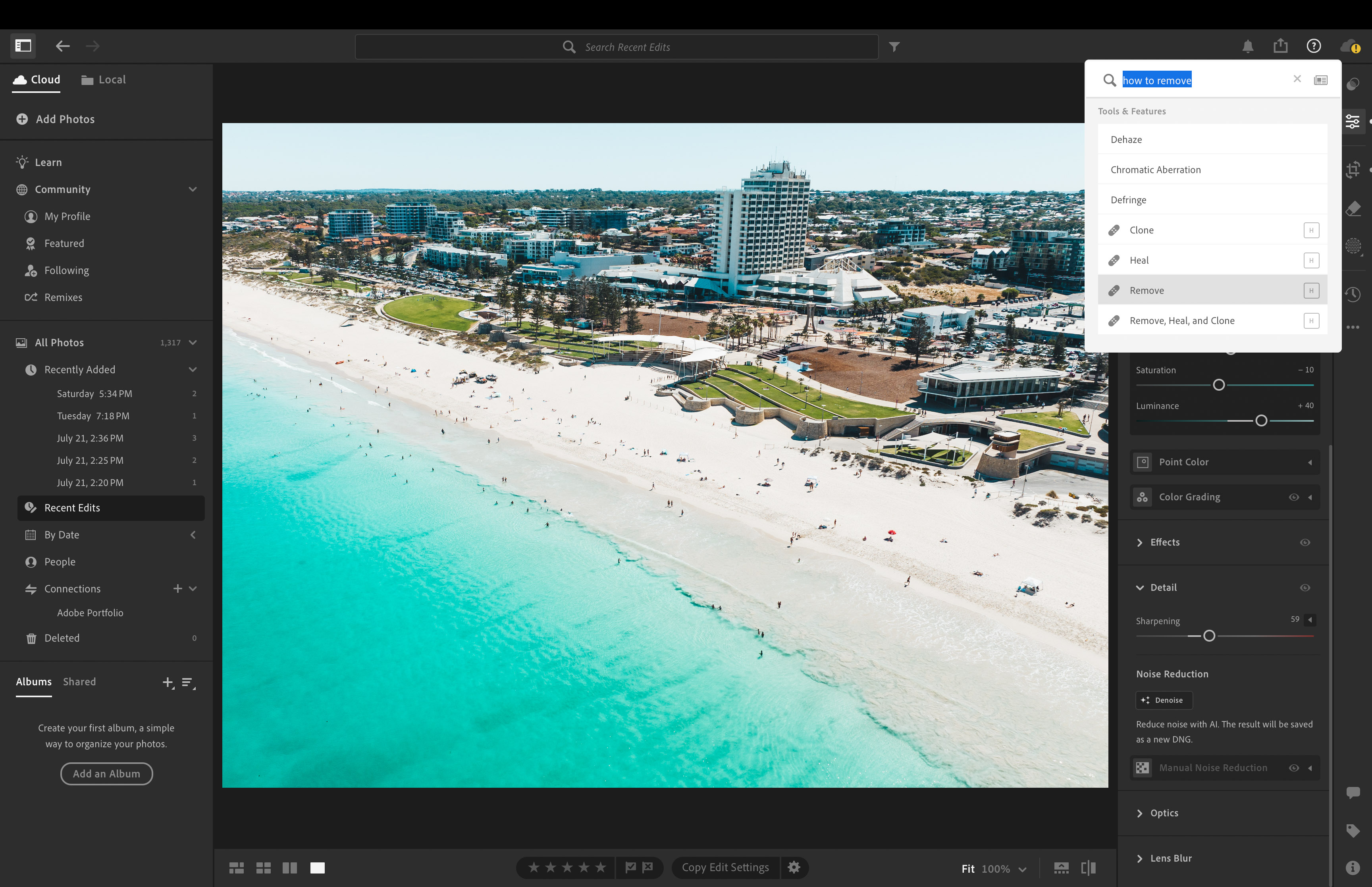 Using the help tool in Lightroom