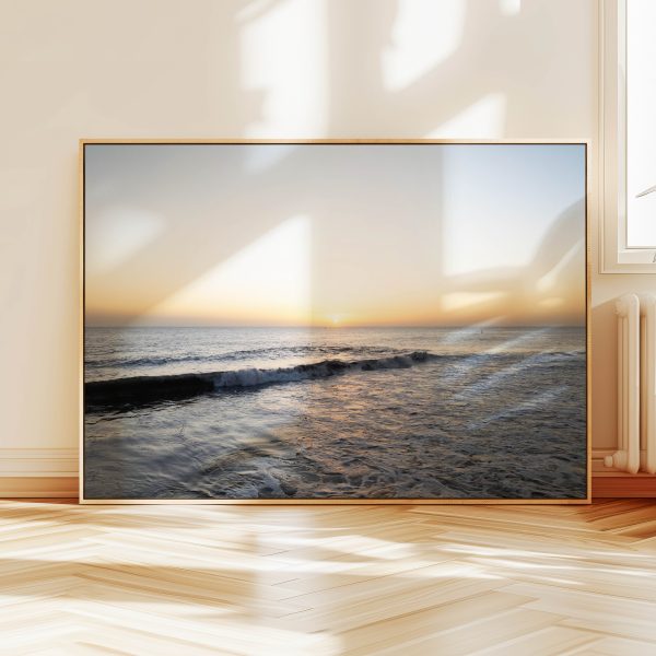 Sunset Ocean Waves Framed Canvas Wall Art