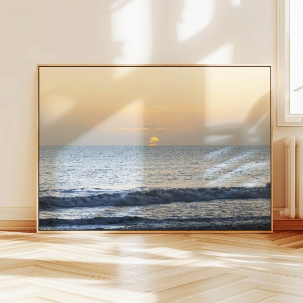 Ocean Waves Sunset Framed Canvas Prints