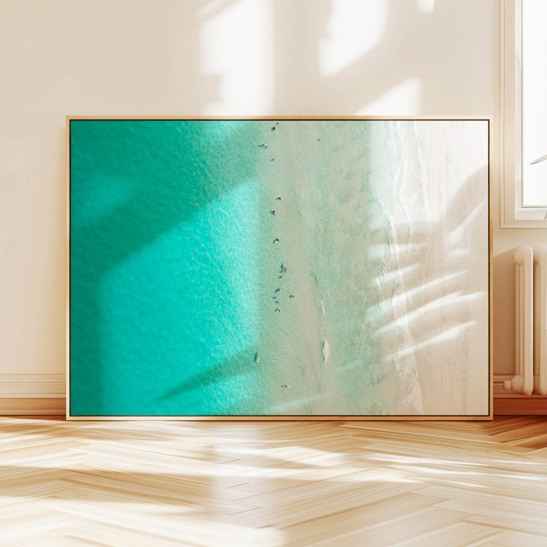 Perth Surfing Beach Canvas Wall Art Framed - Image 2